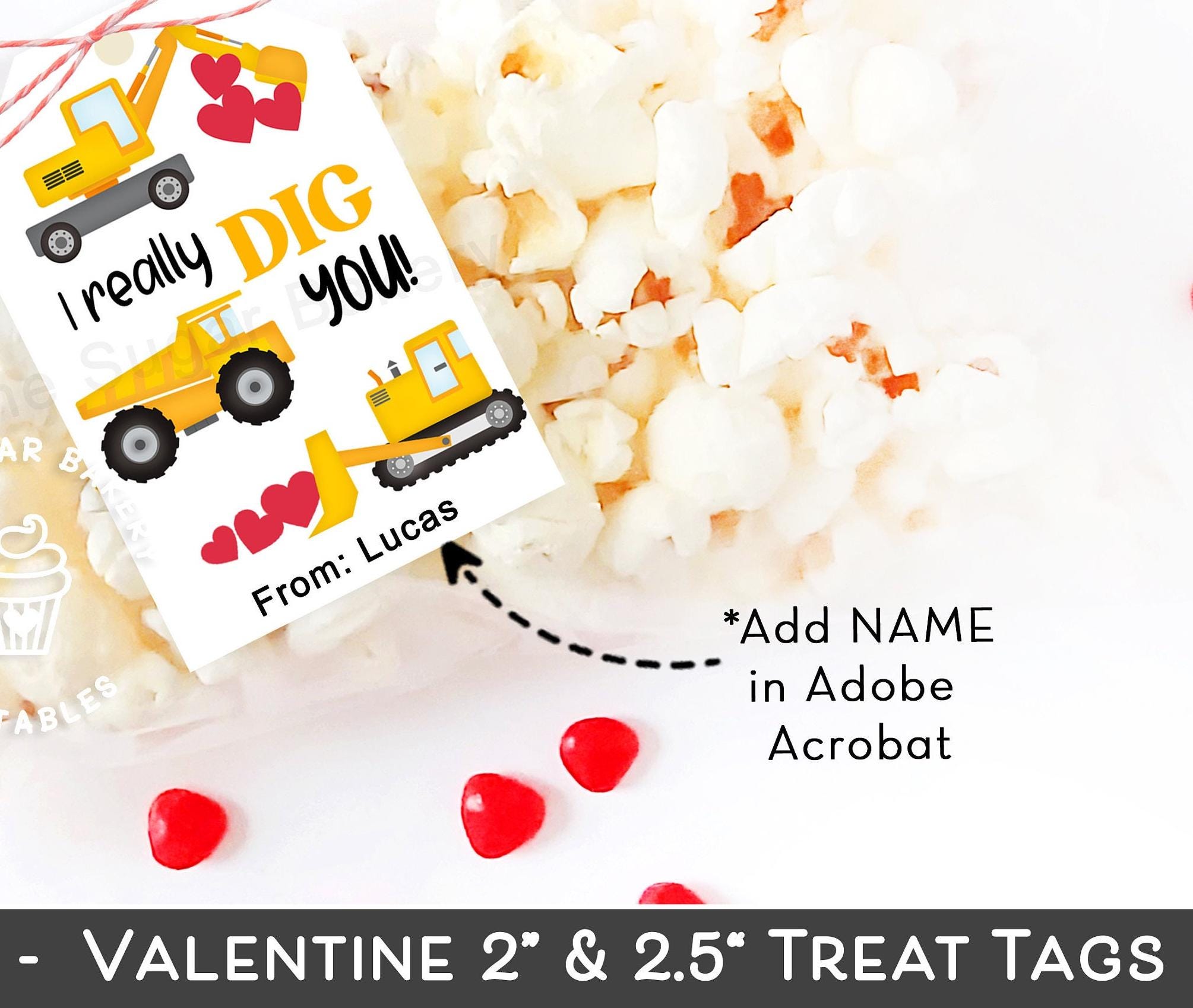 Printable Construction Valentine Tags, I DIG YOU Valentine Tags Dump ...