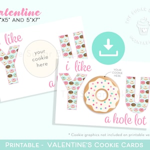 Ich mag dich LOCH viel Donut COOKIE CARD, Valentinstag Cookie Karte, Donut Streusel Cookie Karte, Mini Donut Cookie Card, Klassenzimmer Gefälligkeiten