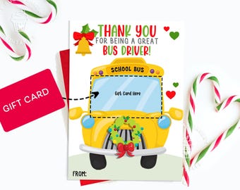 Cadeaukaarthouder kerstbuschauffeur, bedankt schoolbuschauffeur, eindejaarscadeau, koffiecadeaukaart vakantie, waardering buschauffeur