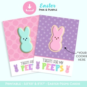 Leckereien für meine PEEPS Kekskarte, Osterkarten, Osterhasen Kekskarte, Pink Lila Ostern Kekskarte Printable Mini und 13x18