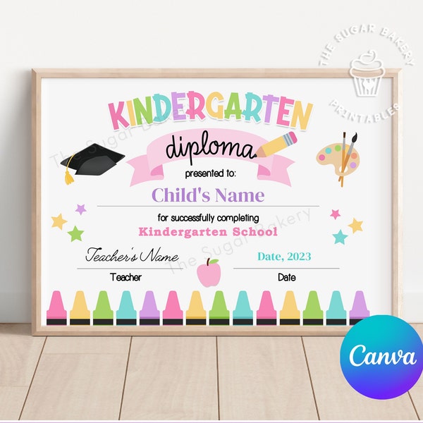 Editable Kindergarten Diploma, Kindergarten Graduation Diploma, KINDERGARTEN Graduation Certificate, Last Day of Kindergarten school diploma