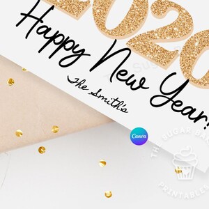 Editable New Years Tags 2026 Happy New Years Gift Tag for friend New Years party favor tag New Years Eve Printable Gold sparkling Wine Tags image 2