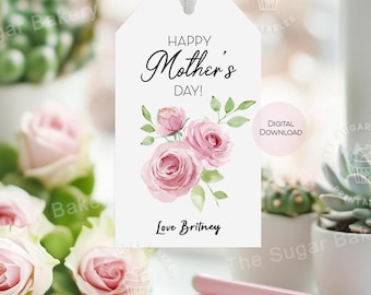 Mother's Day Gift Tags, Printable Editable Flower ROSE Mothers Day Tags, MOTHER'S Day TAG, Gift for Mothers Day, Happy Mothers Day Tags card