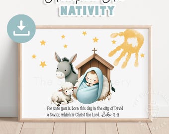 Kerst KERSTMIS Handafdrukkunst, Baby Jezus Bethlehem Manger Zondagsschool Kerststal Knutselen Kerst Kleuterschool Knutselen Handafdruk Kerstmis