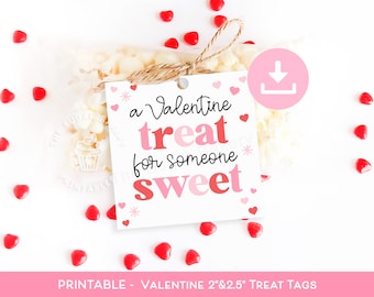 Printable Valentine Treat Tag, A Valentine SWEET Treat tag, Teacher gift tag for valentines day, Classroom favor candy chocolate cookie tags