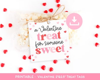 Printable Valentine Treat Tag, A Valentine SWEET Treat tag, Teacher gift tag for valentines day, Classroom favor candy chocolate cookie tags