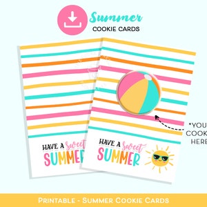 Tarjeta de galletas de verano dulce imprimible, Tarjeta de galletas de verano dulce, Tarjeta de galletas de maestro, Galletas de estudiantes, Tarjeta de regalo de galletas de fin de año