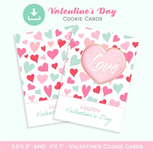 Cartões de biscoitos de feliz dia dos namorados, cartão de biscoitos de namorados, cartão de biscoitos de Valentine HEARTS para crianças, cartão de biscoitos de namorados para impressão