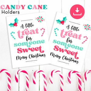 Christmas Candy Cane Holder, Sweet Treat Tag, Printable Candy Cane Tag ...