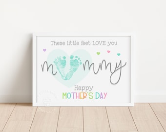 Fingerabdruck zum Muttertag Fingerabdruck Handabdruck Muttertagsbild Babys erster Fußabdruck Handabdruck Handwerk Erinnerungsgeschenk Neugeborene Kinderzimmer Baby Kunst Baby Kunst