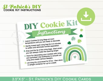 St Patrick's Day DIY COOKIE Kit Instructions, Printable St. Patrick's Cookie Kit Instructions, Digital Download, DIY cookie kit instructions