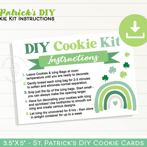 St Patrick's Day DIY COOKIE Kit Instructions, Printable St. Patrick's Cookie Kit Instructions, Digital Download, DIY cookie kit instructions