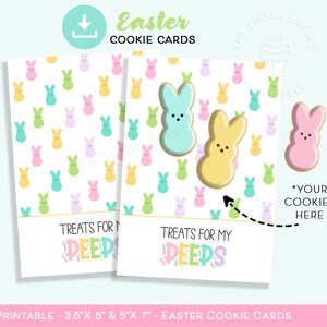 Presente para meu cartão de biscoitos PEEPS, cartões de biscoitos de Páscoa, CARTÃO DE COOKIE de coelhinho da Páscoa, mini cartões de biscoitos 5x7, cartão de biscoitos de Páscoa Peeps para impressão