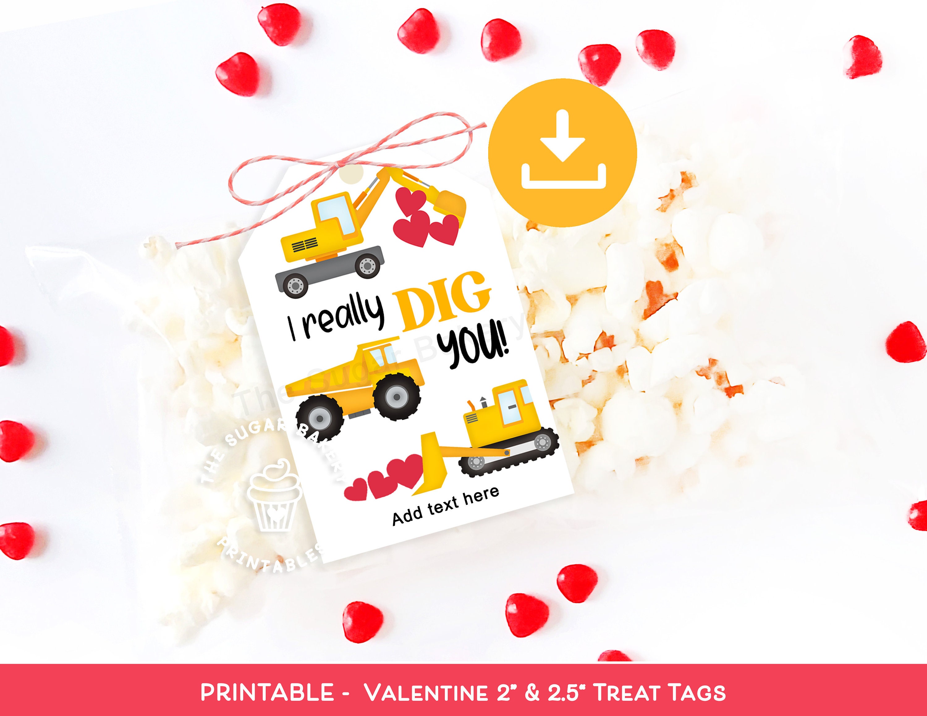 Printable Construction Valentine Tags, I DIG YOU Valentine Tags Dump ...
