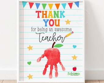 Teacher Appreciation Handprint Craft printable Last day school Thank you Teacher Gift Preschool Daycare Kindergarten Activity Toddler card