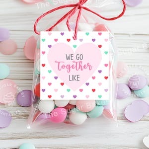 Etiqueta de biscoito We go TOGETHER, ETIQUETAS DE Biscoito VALENTINE, etiquetas de guloseimas de 2" e 2,5" Valentine, etiquetas de coração de arco-íris para impressão, etiquetas de dia dos namorados, pares de biscoitos