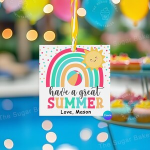 Ayez une étiquette imprimable de fin d'année d'EXCELLENT ÉTÉ Étiquette-cadeau de BALL de plage Étiquette-cadeau d'étudiant d'étiquette de faveur de classe de dernier jour d'enseignant