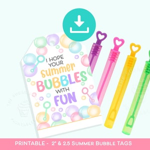 ETIQUETA DE REGALO de burbujas de fin de año escolar, espero que tus BURBUJAS de verano sean divertidas, regalo de fin de año escolar imprimible para estudiantes y compañeros de clase
