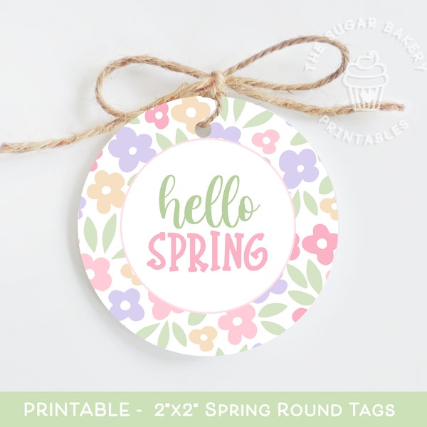 Printable SPRING cookie tag, Spring Gift TAGS, Floral Spring Tag, Hello Spring Welcome Spring Tags printable tags, Floral flower cookie tag