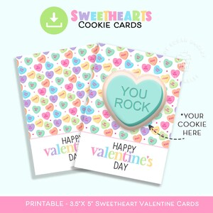 Feliz Dia dos Namorados, QUERIDOS, MINI Cartões de Biscoitos para Imprimir, 3,5" x 5" Cartão de Biscoitos para Namorados, corações de conversação de doces Biscoitos de conversação doce