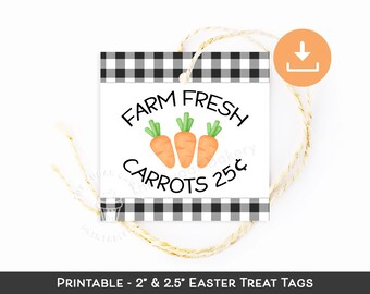 EASTER COOKIE Tags, Farm Fresh Carrots Easter Tag, CARROT tags, Easter carrot tags, Bunny Bait Tag, Easter Carrot Tag, Easter Tags printable