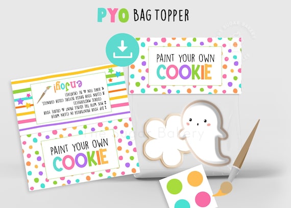 Happy Birthday PYO Cookie Bag Topper, PYO Topper, Treat Bag Topper, PYO Paint your own Cookie, Kids birthday, Instructions & Directions,