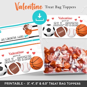 ALL-STAR Leckerli Beutel Topper, Valentine SPORTS Leckerli Tasche Topper, Basketball Fußball Baseball Fußball Topper, Klassenzimmer Schule Valentinstag Geschenk
