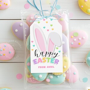 Étiquettes imprimables de Joyeuses Pâques, étiquettes d'oreilles de lapin de Pâques, JOYEUSES PÂQUES étiquette modifiable de panier de Pâques, étiquettes imprimables de lapin de Pâques, étiquettes de lapin de Pâques