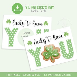 Carte à biscuits imprimable pour la Saint-Patrick, chance d'avoir VOUS COOKIE CARD, carte à biscuits pour la Saint-Patrick, trèfle porte-bonheur pour la Saint-Patrick