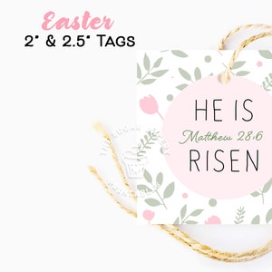 He is Risen EASTER COOKIE TAG, Printable Easter Cookie Tag, Floral ...
