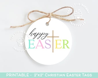 Happy Easter EASTER TAG, He is Risen printable tag, Easter Cookie Tags, Christian Easter tag, Easter gift tag, Sunday School Teacher gift