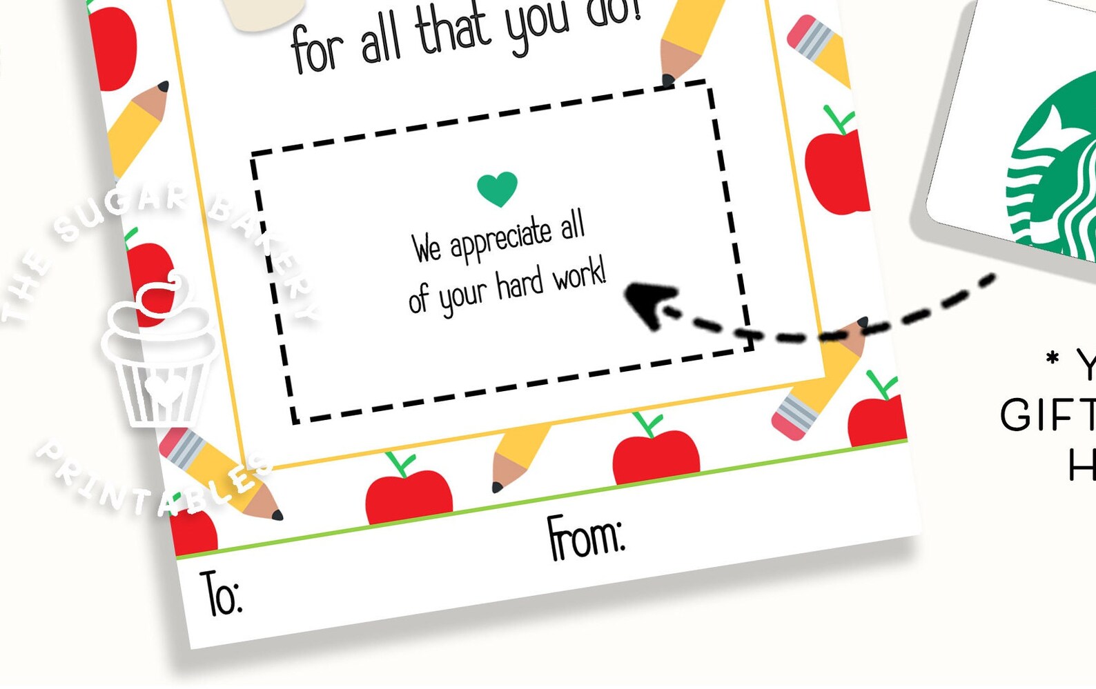 Thanks A Latte Teacher GIFT CARD Holder 5x7 TEACHER | Etsy