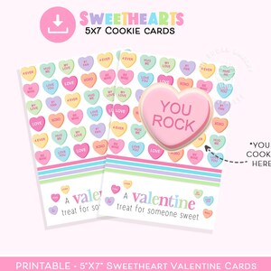 Une Saint-Valentin traiter quelqu'un de doux, imprimable 5 "x 7" coeur de conversation COOKIE CARD, carte de cookie joyeuse Saint-Valentin, carte de cookie chérie