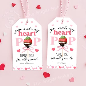 Printable Valentine Treat Tag, You make my heart POP TAGS, Valentine Gift Tag, Printable Cake Pop tag, Teacher Staff Employee Coworker Tags