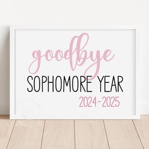 Panneau d'adieu, dernier jour de la 10e année, dernier jour de la deuxième année de deuxième année imprimable 2024-2025 Panneau de fin d'année scolaire 10e année ROSE101