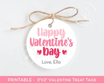 Happy Valentine's Day Tags, Printable Valentine's Day Cookie TAGS, Valentine tags for kids, classroom valentines, teacher tags, Goodie tags