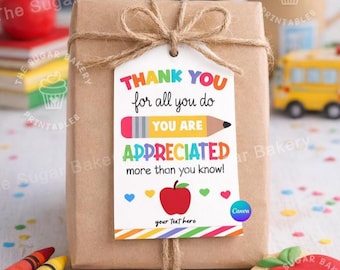 Teacher Appreciation TAGS, TEACHER Thank you Gift Tag, End of School Year Tag, Thank you teacher tag, Teacher Appreciation Week Gift tags