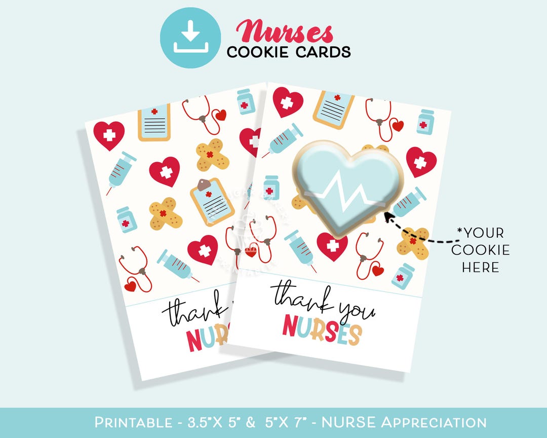 Nurse Appreciation Cookie Card Thank You Nurses 3 5 X5 5 X7 Cookie