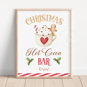 Hot Cocoa Bar Printable Sign Christmas Hot Chocolate Bar Hot chocolate station Hot Cocoa Bar Teacher Appreciation Hot Chocolate bar for kids