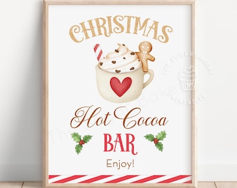 Hot Cocoa Bar Printable Sign Christmas Hot Chocolate Bar Hot chocolate station Hot Cocoa Bar Teacher Appreciation Hot Chocolate bar for kids