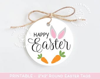 Happy Easter Tags, Easter Cookie TAGS, EASTER bunny ears carrots tag, Easter tags printable, Easter Treat Tags, Carrot Tags, Easter tags