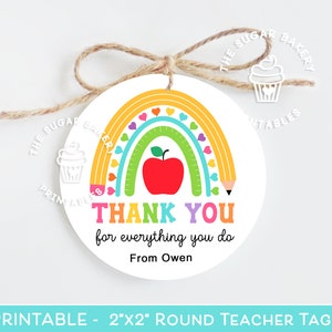 Teacher Appreciation TAG, TEACHER Thank you Gift Tag, Thank you teacher tag, Teacher Cookie Tag, Printable Valentine Teacher School Gift Tag