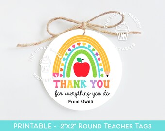 Teacher Appreciation TAG, TEACHER Thank you Gift Tag, Thank you teacher tag, Teacher Cookie Tag, Printable Valentine Teacher School Gift Tag