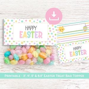 Easter Treat Bag Topper, Easter cookie bag TOPPERS, Treat Bag Topper Printable, Easter Treat Bags, Polka Dot Stripes Bag Toppers Printable,