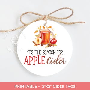 Printable Apple Cider Christmas Gift Tag, Holiday Christmas Cider favor tag Teacher Staff Employee Neighbor Gift Digital Printable Download