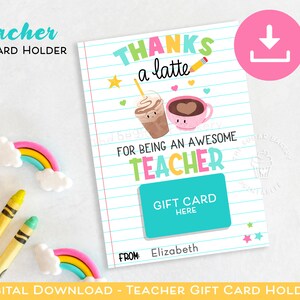 Gift Card Holder TEACHER, Thanks A Latte GIFT CARD Holder, Teacher Gift ...