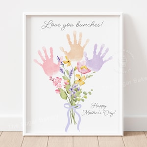 Mother&#39;s Day Handprint Art Wildflower Handprint Craft Printable Mothers Day gift from Kids for Mom Flower Bouquet Mothers Day Keepsake Craft