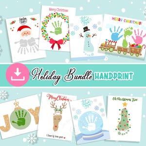 Holiday Handprint Craft Bundle Christmas Handprint Art Preschool Christmas Crafts Reindeer Snowman Santa Wreath Tree Handprint Footprint Art