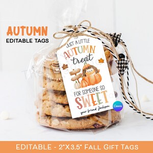 Printable Autumn Treat for Someone Sweet Tag, HEDGEHOG Pumpkin Tags ...