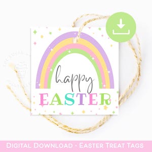 Étiquettes imprimables d'arc-en-ciel de Pâques, téléchargement numérique d'étiquette de Joyeuses Pâques, étiquettes de Pâques imprimables, étiquettes d'arc-en-ciel de Pâques, faveurs de classe de cadeau de Pâques